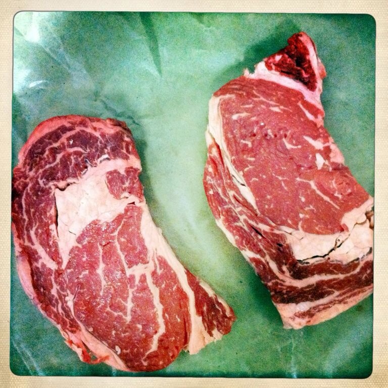 raw steaks